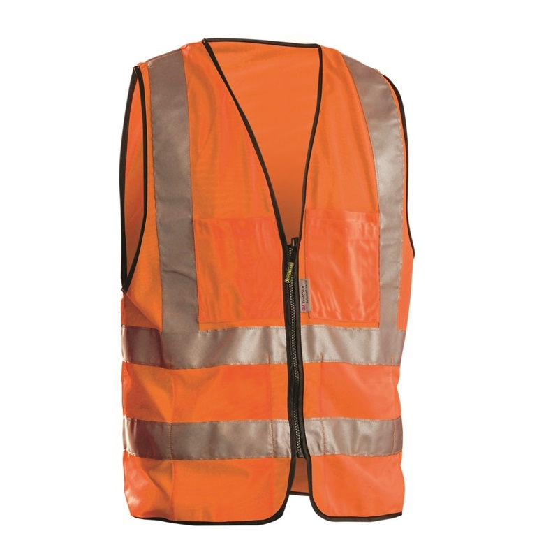High Visibility Premium Solid Dual Stripe Surveyor Vest Orange